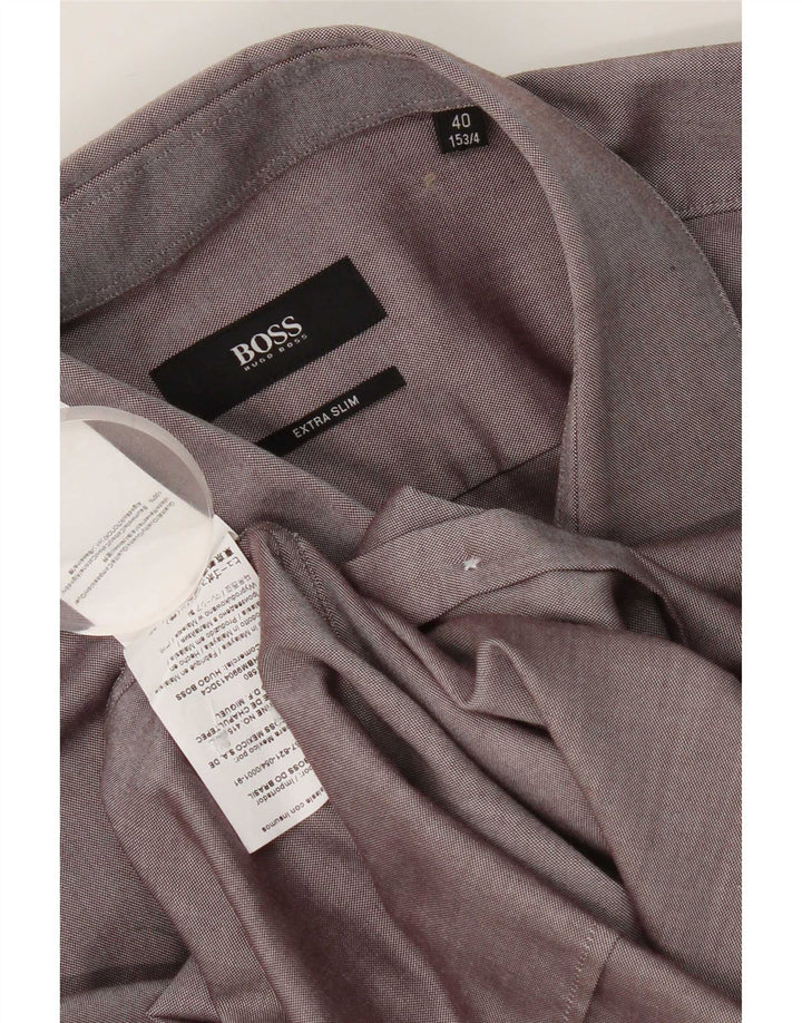 Camicia da uomo extra slim fit Hugo Boss taglia 40 15 1/2 cotone grigio medio