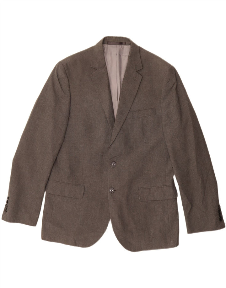 Giacca blazer a 2 bottoni Marks & Spencer da uomo UK 42 grande poliestere grigio