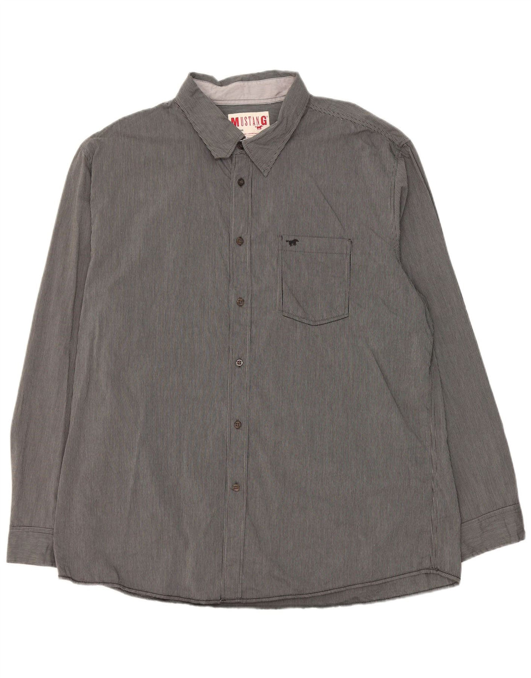 Camicia da uomo Mustang 3XL cotone a righe grigie
