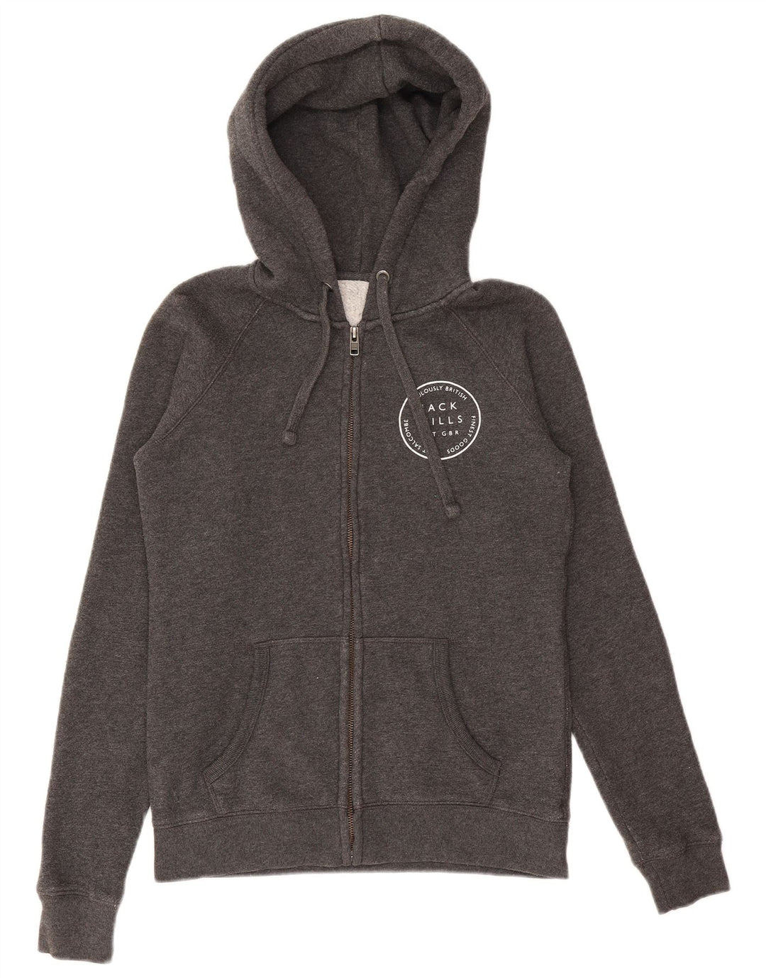 Maglione con cappuccio con zip grafica da donna Jack Wills UK 10 piccolo poliestere grigio