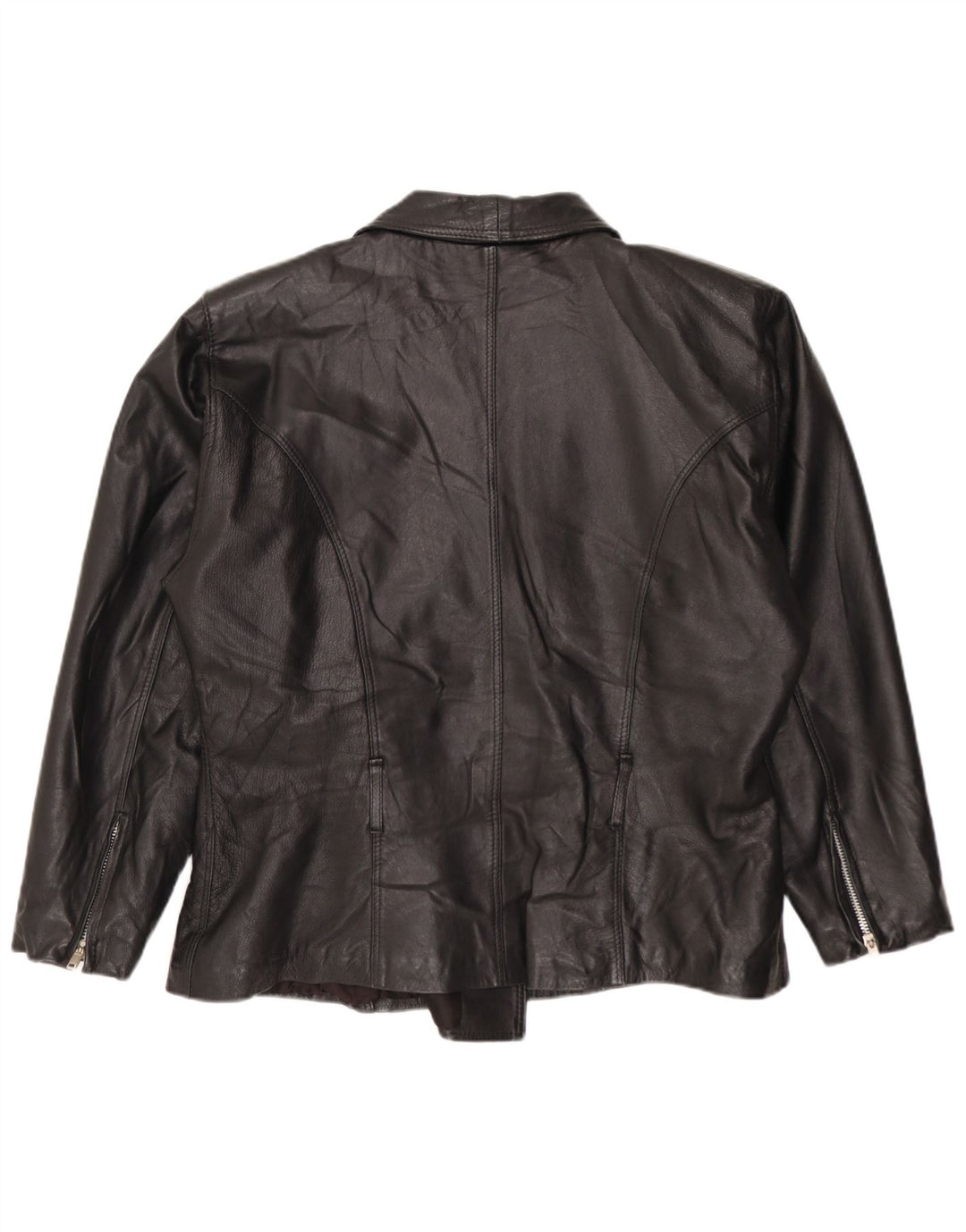 Giacca da motociclista in pelle vintage da donna UK 14 media nera