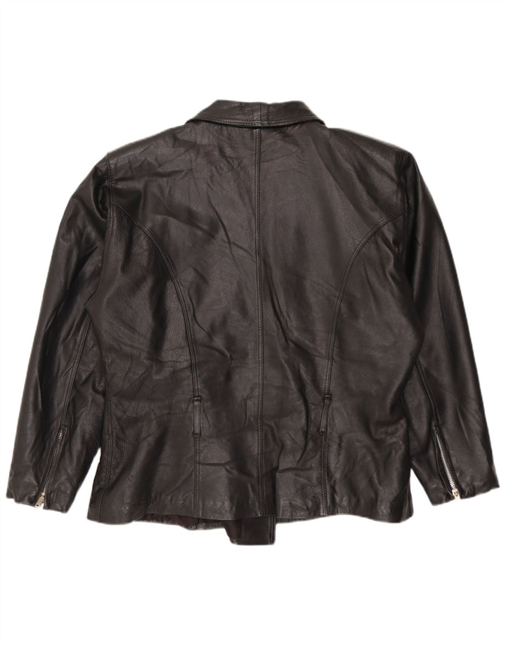 Giacca da motociclista in pelle vintage da donna UK 14 media nera