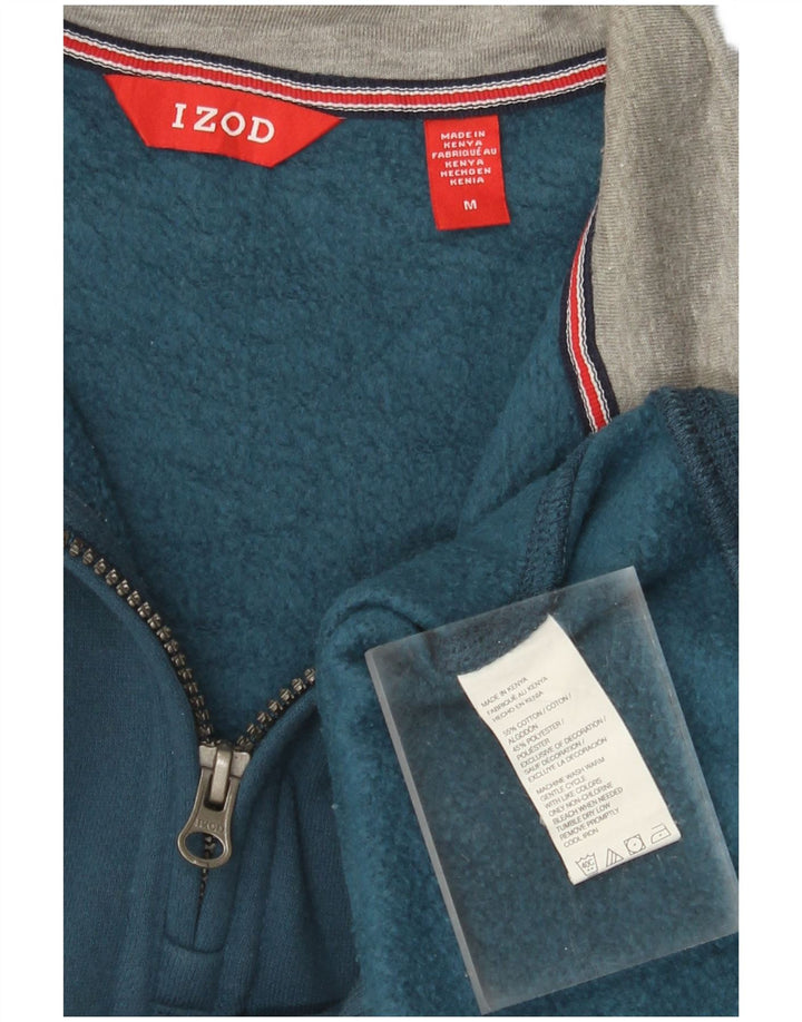 Felpa da uomo con zip e collo IZOD in cotone blu medio
