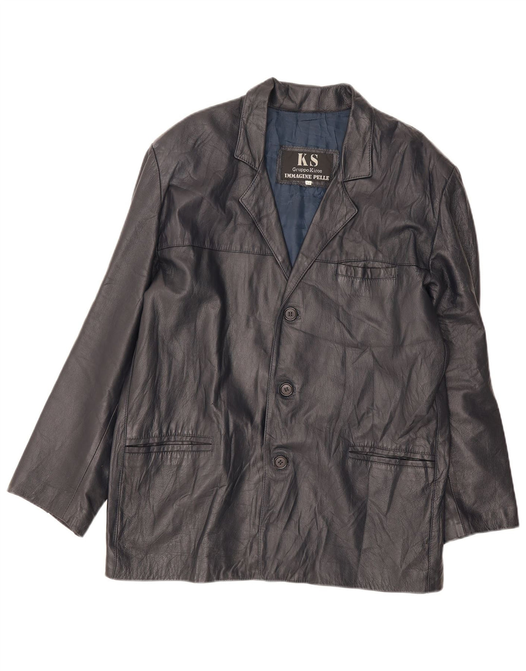 Giacca in pelle da uomo Kiros IT 54 2XL Blu Navy