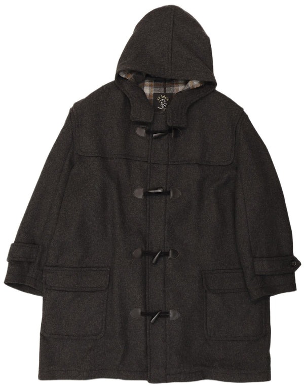 Montgomery con cappuccio vestibilità ampia da uomo vintage UK 50 4XL lana grigia