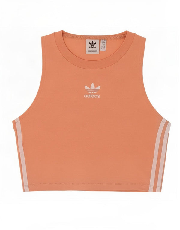 Adidas Womens Crop Graphic Vest Top UK 8 Small Pink Cotton