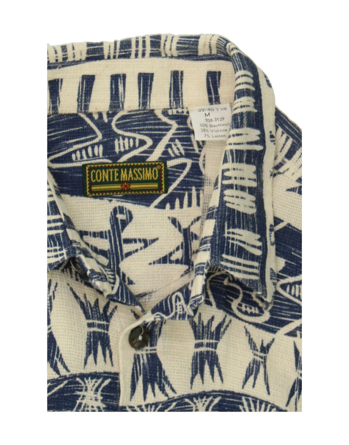 CONTE MASSIMO Mens Abstract Pattern Shirt Size 39/40 Medium Beige Vintage Conte Massimo and Second-Hand Conte Massimo from Messina Hembry 