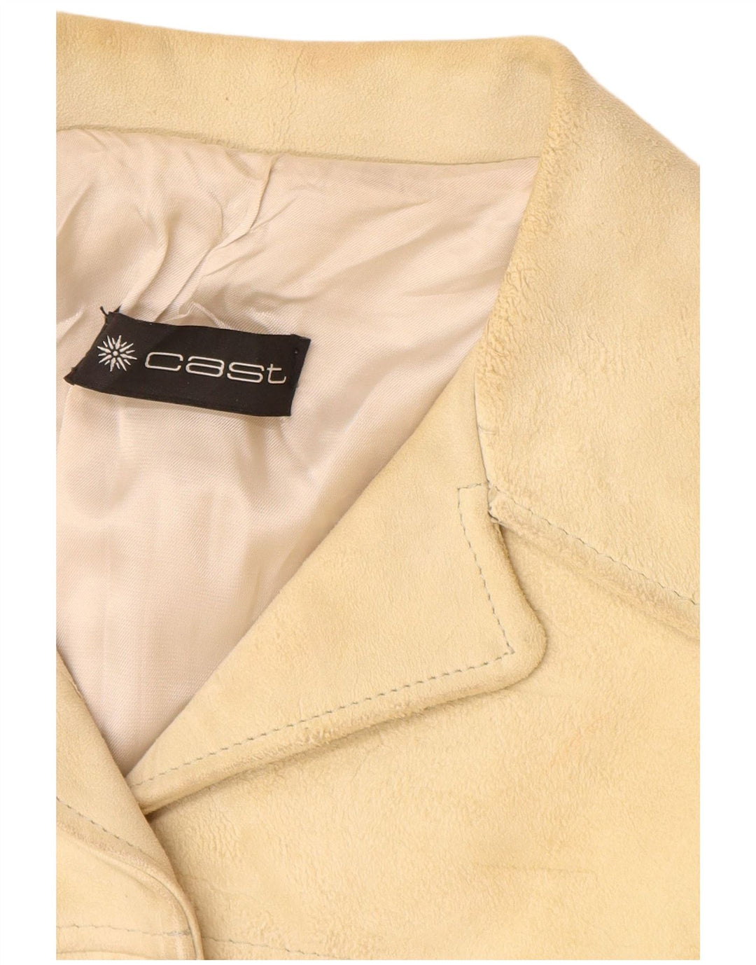 Giacca vintage in pelle scamosciata da donna UK 12 in pelle beige media