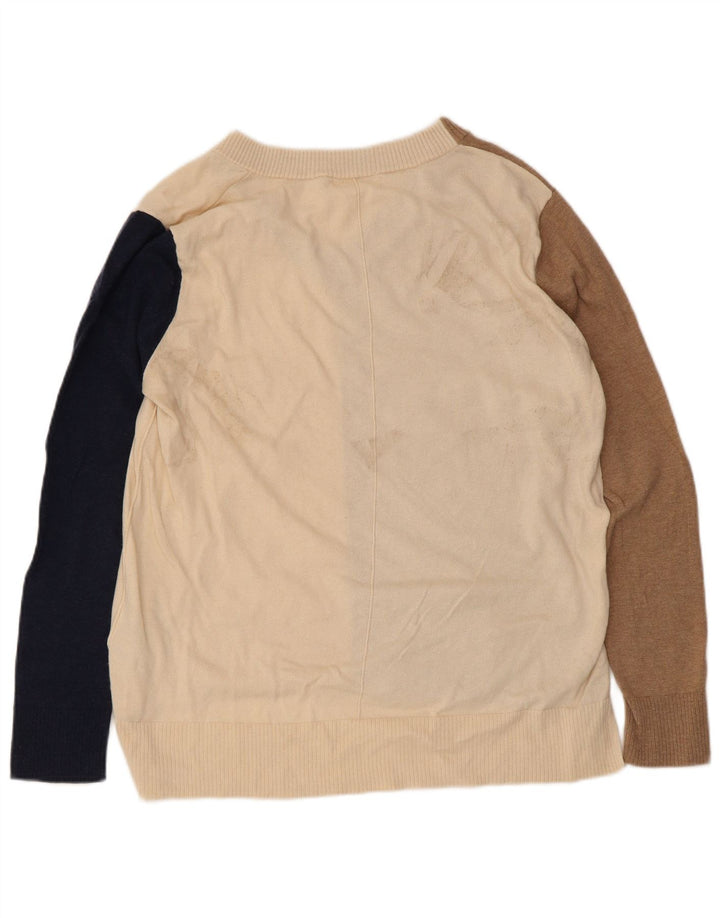 Maglione maglione con scollo a V da donna White Stuff UK 16 grande multicolore