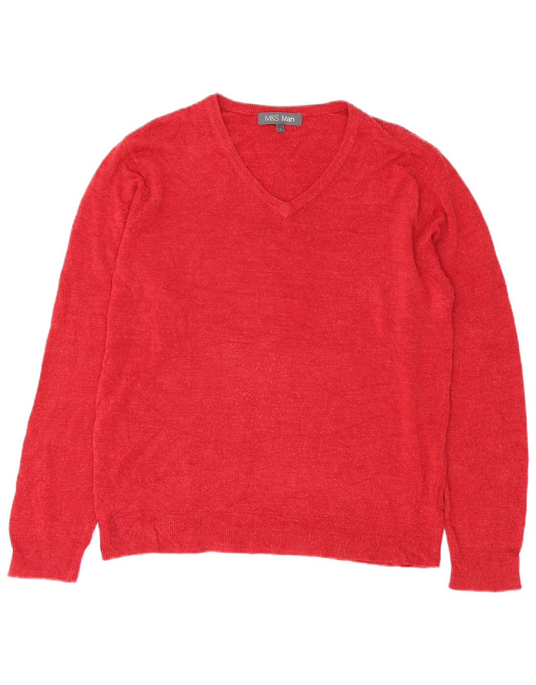 Maglione da uomo con scollo a V Marks & Spencer grande acrilico rosso