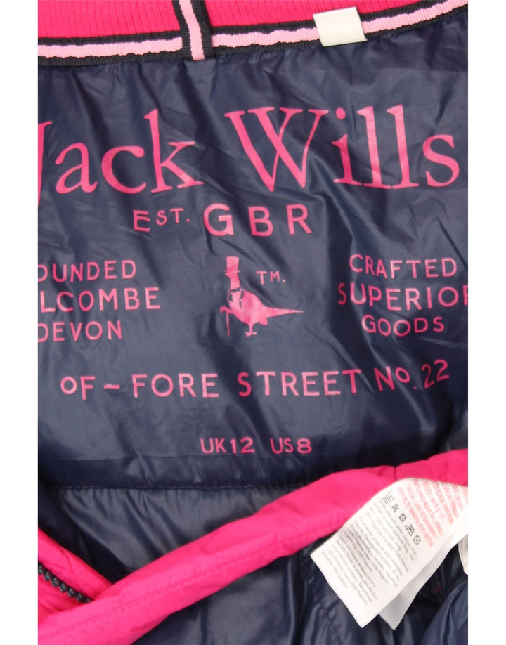 Giacca imbottita con cappuccio da donna Jack Wills UK 12 poliammide rosa medio