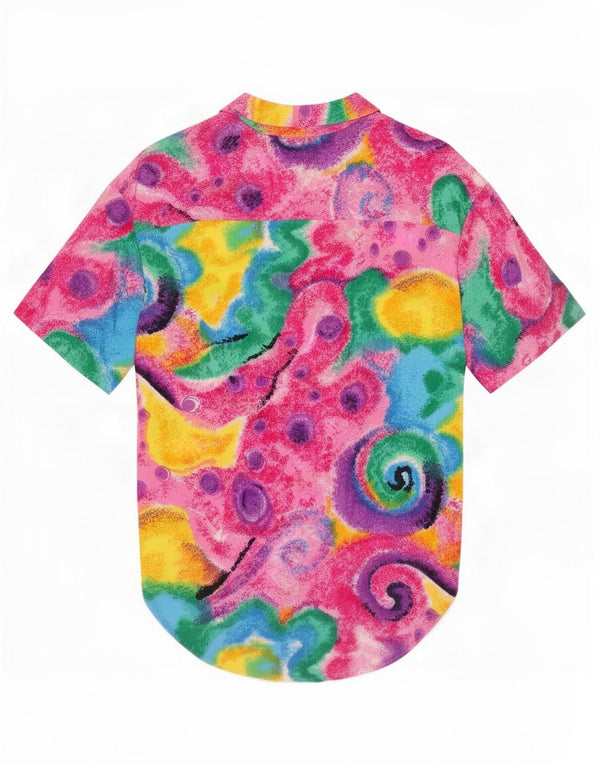Camicetta camicia vintage da donna con motivo astratto UK 14 media multicolore