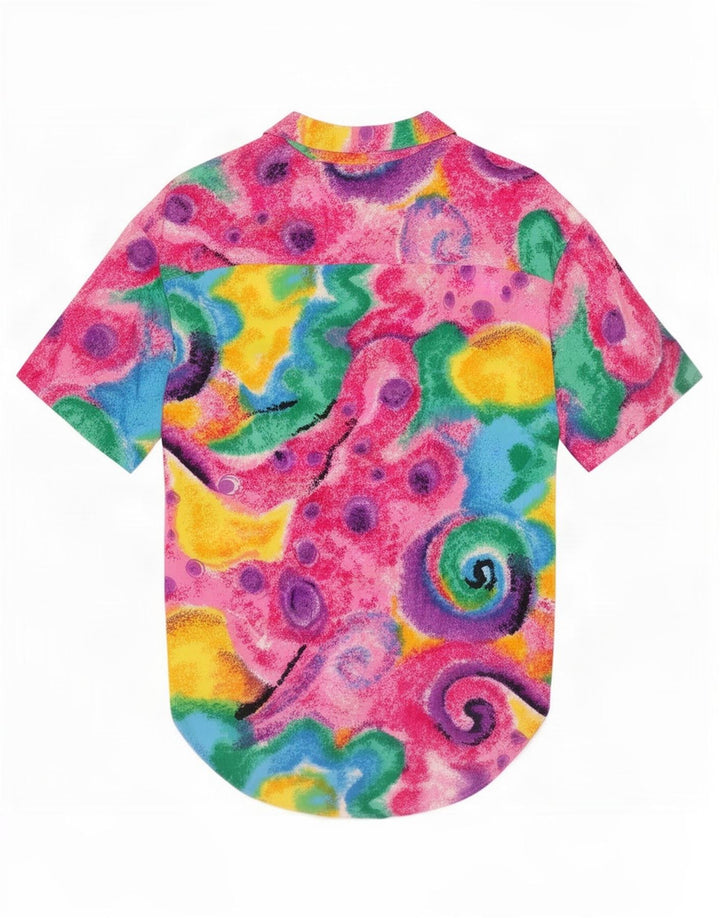 Camicetta camicia vintage da donna con motivo astratto UK 14 media multicolore
