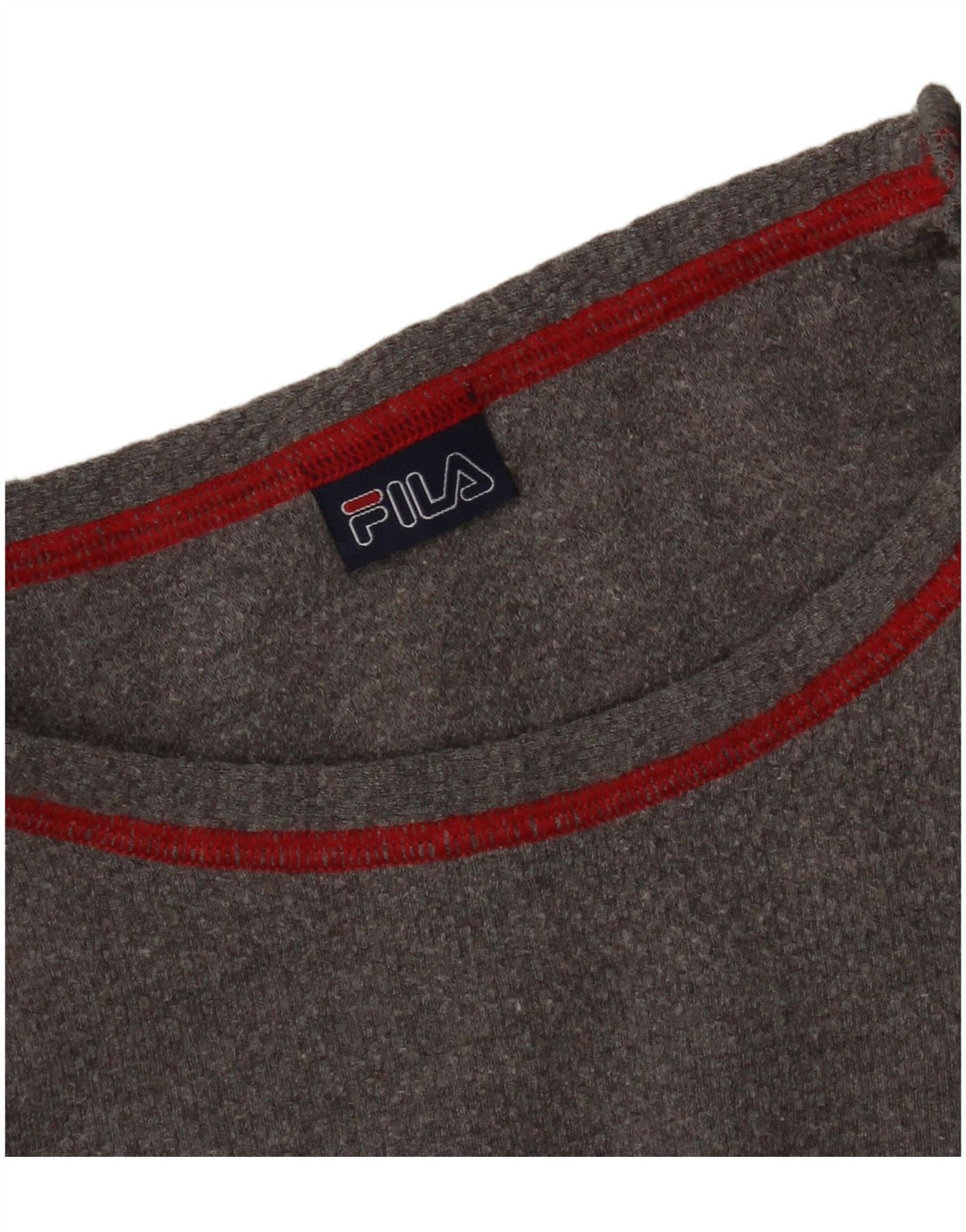 Top corto grafico da donna Fila manica lunga UK 16 grande grigio