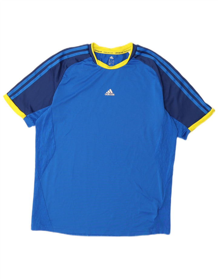 T-shirt Adidas Climacool da uomo Top in poliestere color block blu medio