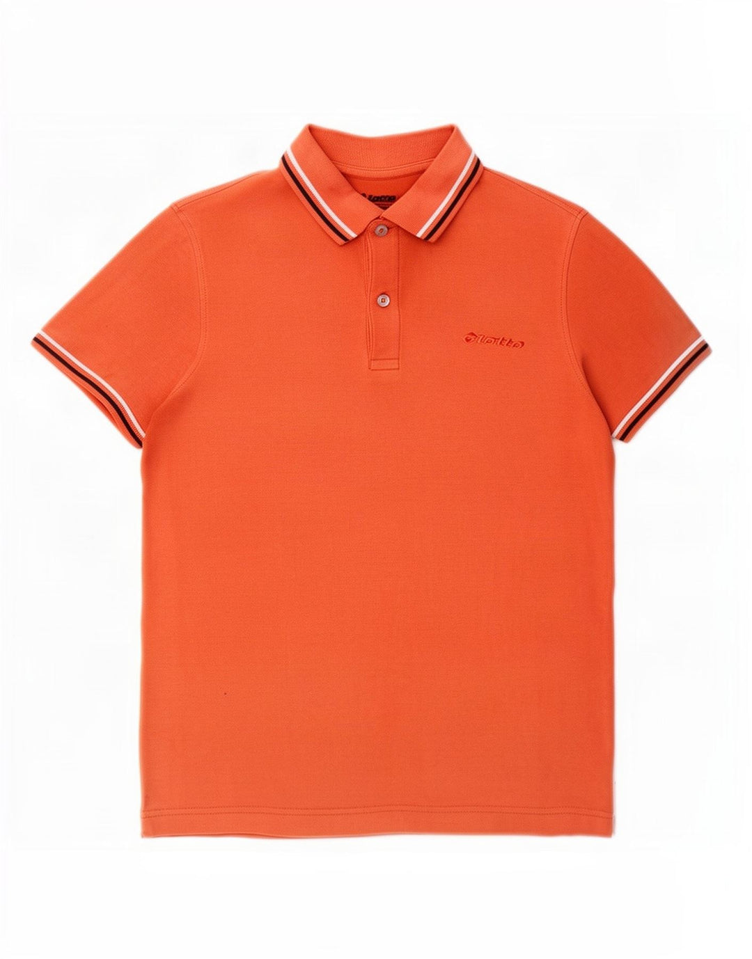 Polo da uomo Lotto in cotone a righe medie arancione