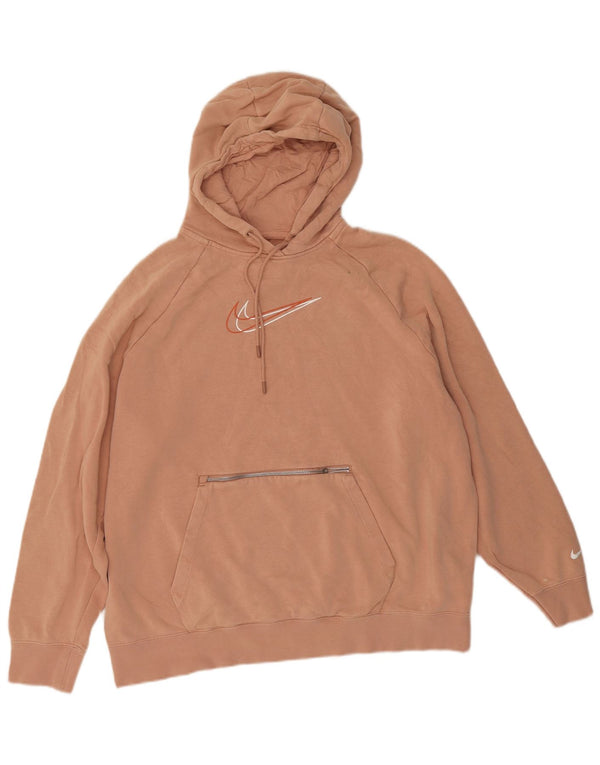 Felpa con cappuccio oversize con grafica Nike da donna UK 14 cotone rosa medio