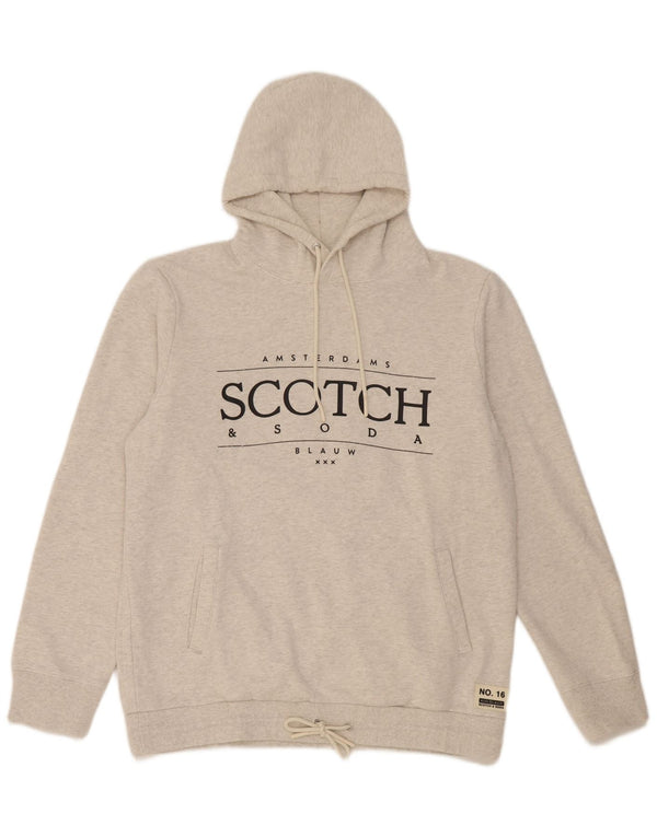 Felpa con cappuccio grafica da uomo Scotch & Soda XL in cotone chiazzato grigio