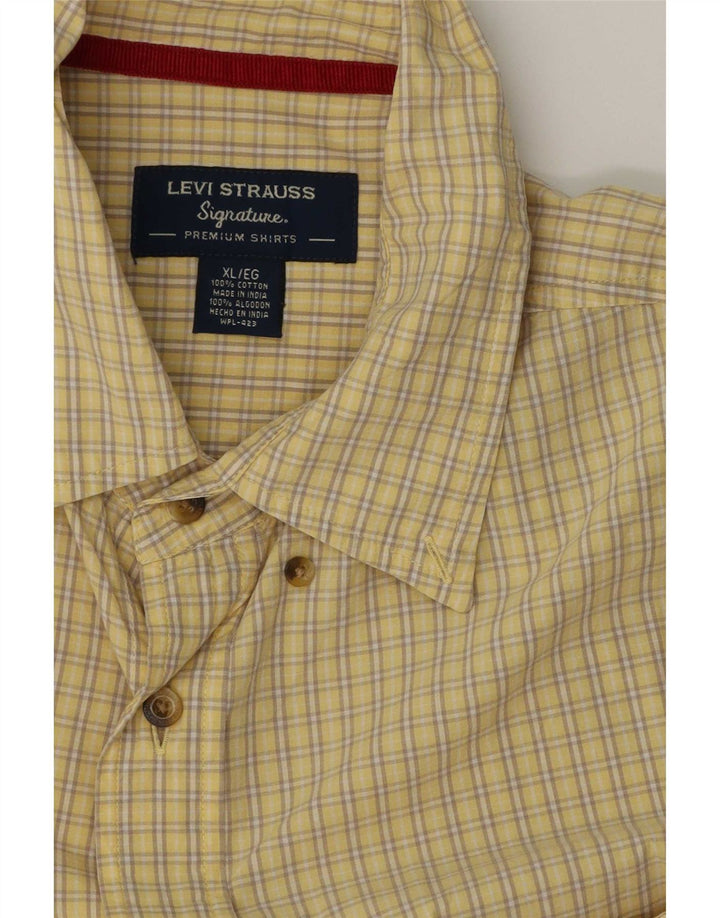 Camicia a maniche corte da uomo Levi's XL in cotone a quadretti giallo