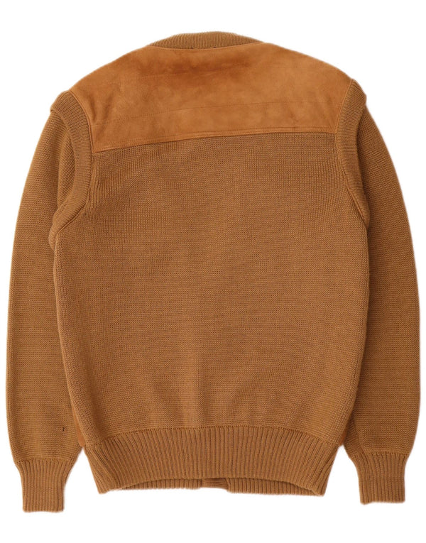 Maglione cardigan in pelle scamosciata da uomo C&A EU 52/54 Grande pelle marrone