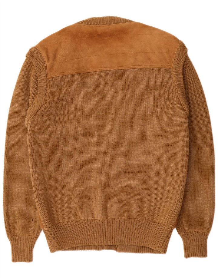 Maglione cardigan in pelle scamosciata da uomo C&A EU 52/54 Grande pelle marrone