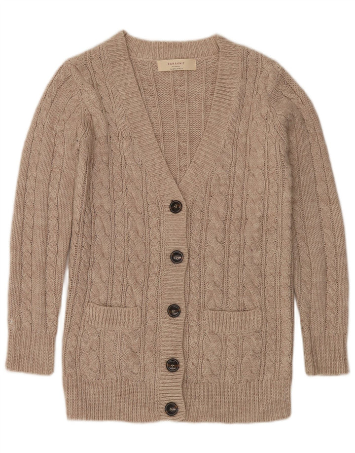 Maglione cardigan da donna Zara UK 14 Acrilico beige medio