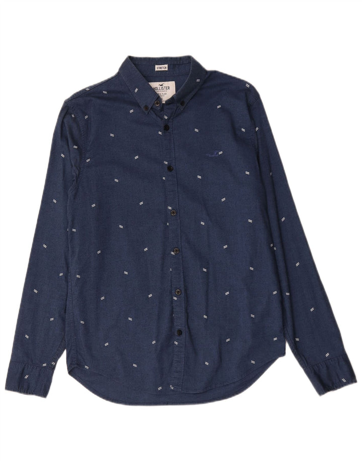 Camicia Hollister da uomo piccola in cotone maculato blu navy