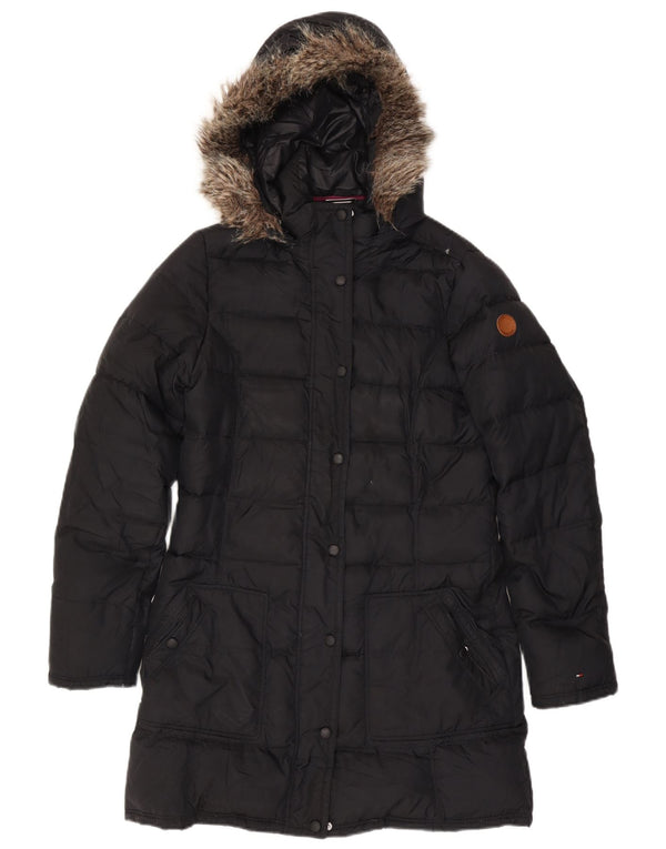 Cappotto imbottito ampio con cappuccio da donna Tommy Hilfiger UK 14 medio nero