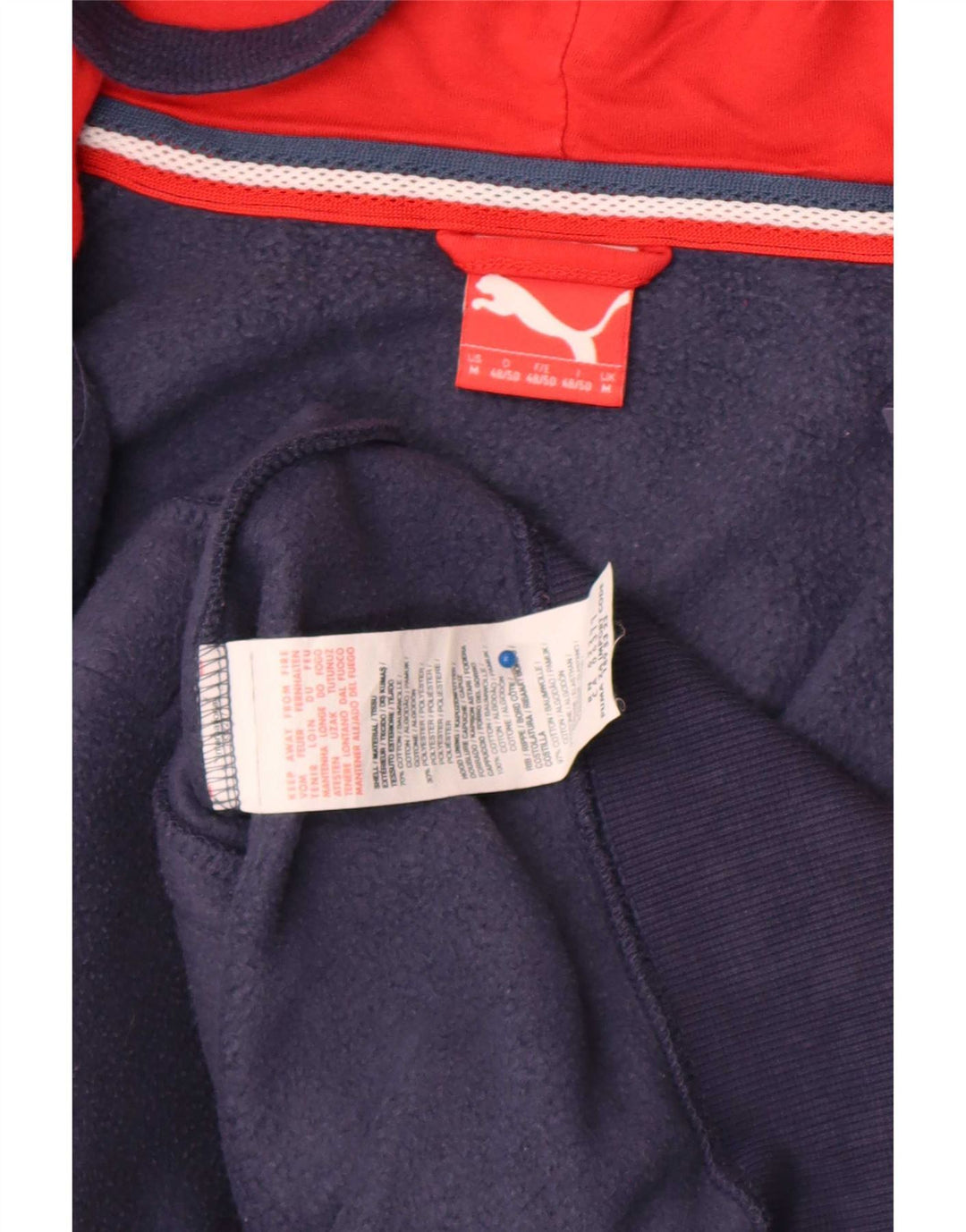 Felpa con cappuccio e zip con vestibilità regolare grafica Puma da uomo in cotone blu navy medio