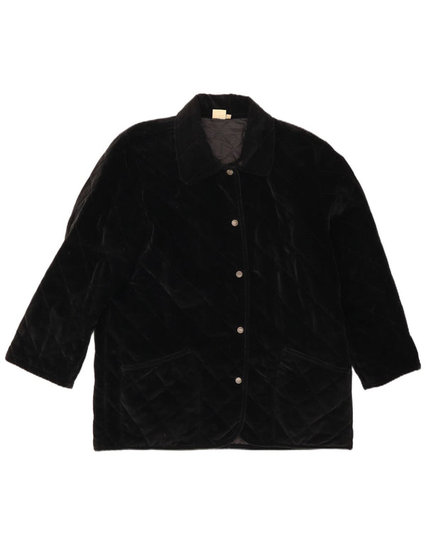 Giacca trapuntata oversize in velluto da donna Andrea Mare UK 10 piccola in cotone nero