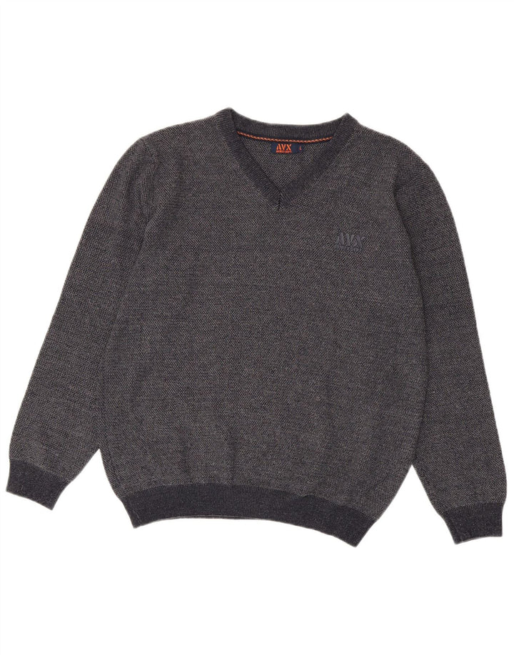 Maglione da uomo con scollo a V Avirex grande in viscosa grigia