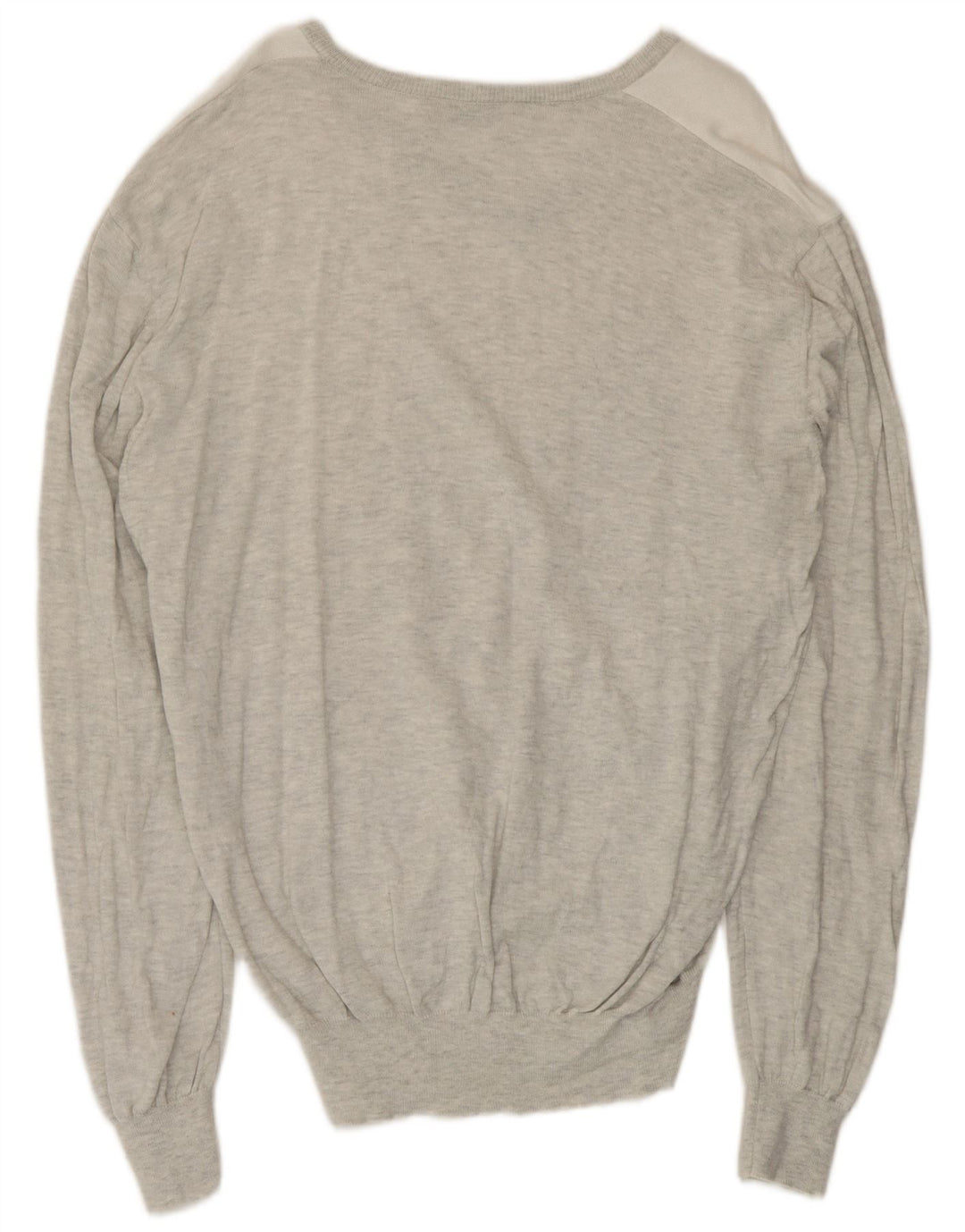 Maglione da uomo con scollo a V Luigi Bianchi, cotone grigio medio a rombi/diamante