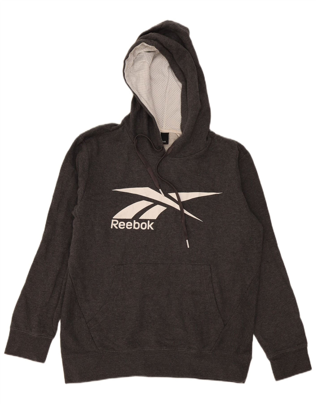 Maglione con cappuccio grafico da uomo Reebok piccolo in cotone grigio