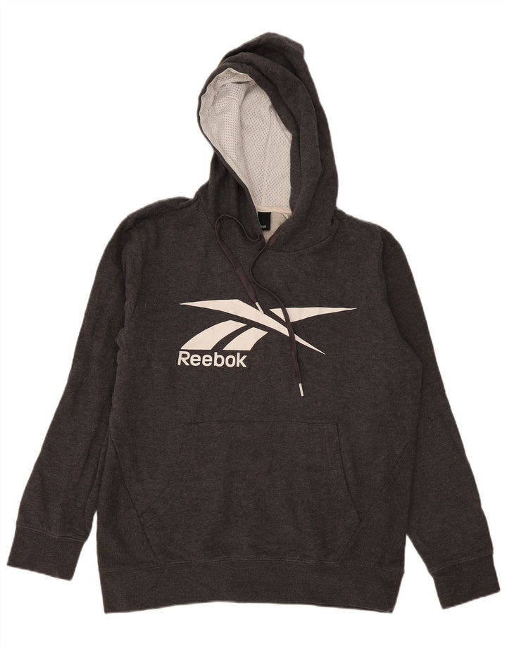Maglione con cappuccio grafico da uomo Reebok piccolo in cotone grigio