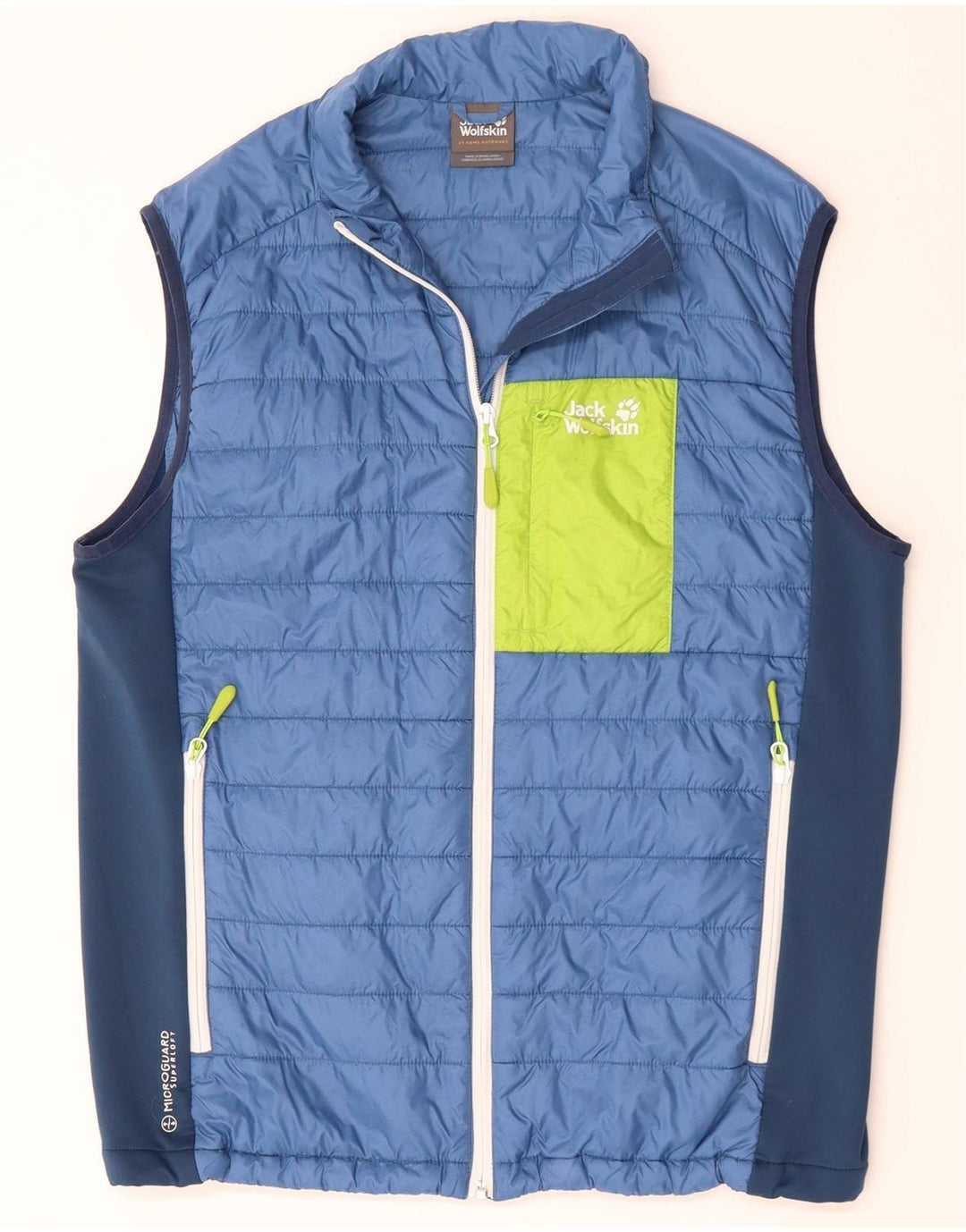 JACK WOLFSKIN Gilet imbottito da uomo UK 40 Large Blu Poliestere color block
