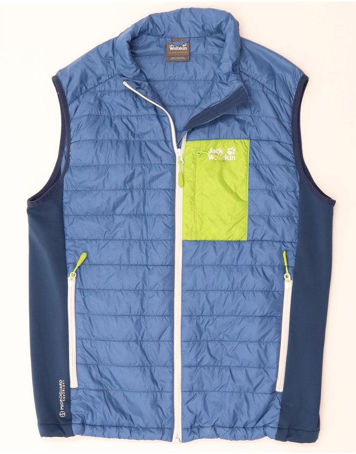 JACK WOLFSKIN Gilet imbottito da uomo UK 40 Large Blu Poliestere color block