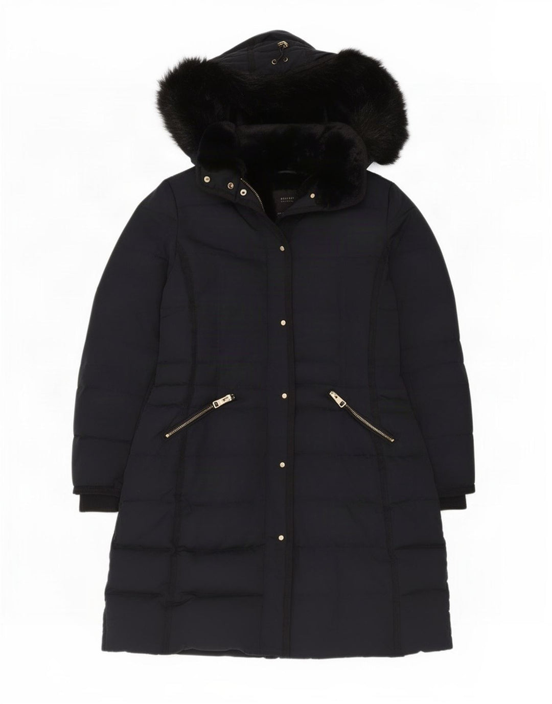 Cappotto imbottito con cappuccio da donna Zara UK 16 grande poliestere blu navy