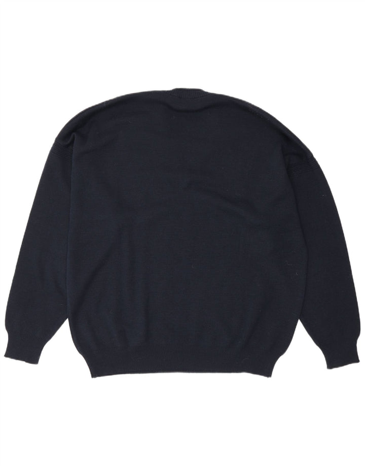 Maglione da uomo con scollo a V Il Granchio XL in lana blu navy