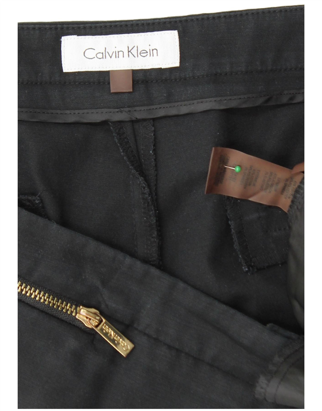 CALVIN KLEIN Pantaloni cropped dritti da donna W38 L27 cotone nero