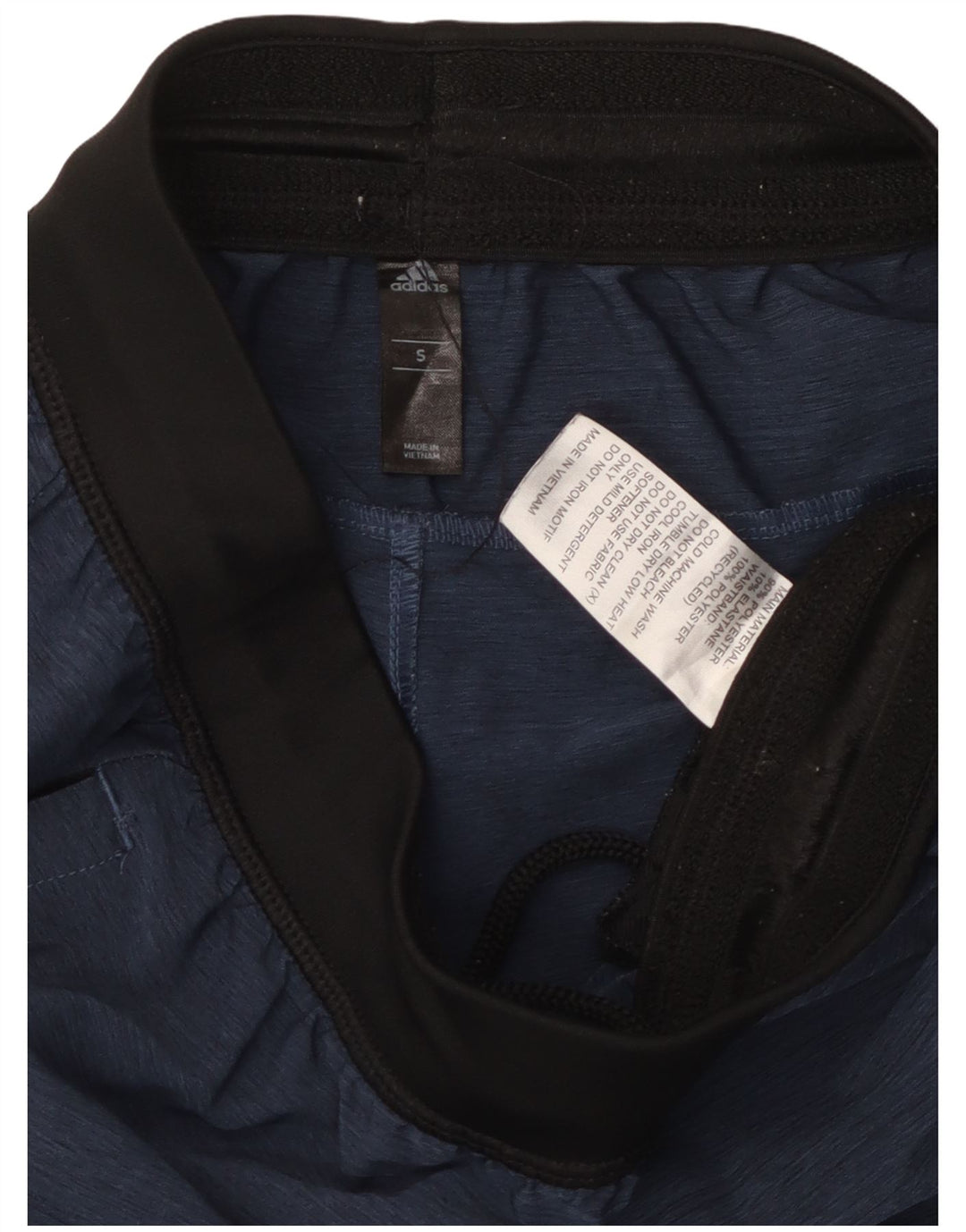 Pantaloncini sportivi Adidas da uomo piccoli in poliestere color block blu navy