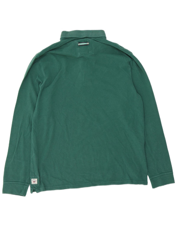 Fat Face Mens Long Sleeve Polo Shirt Large Green Cotton