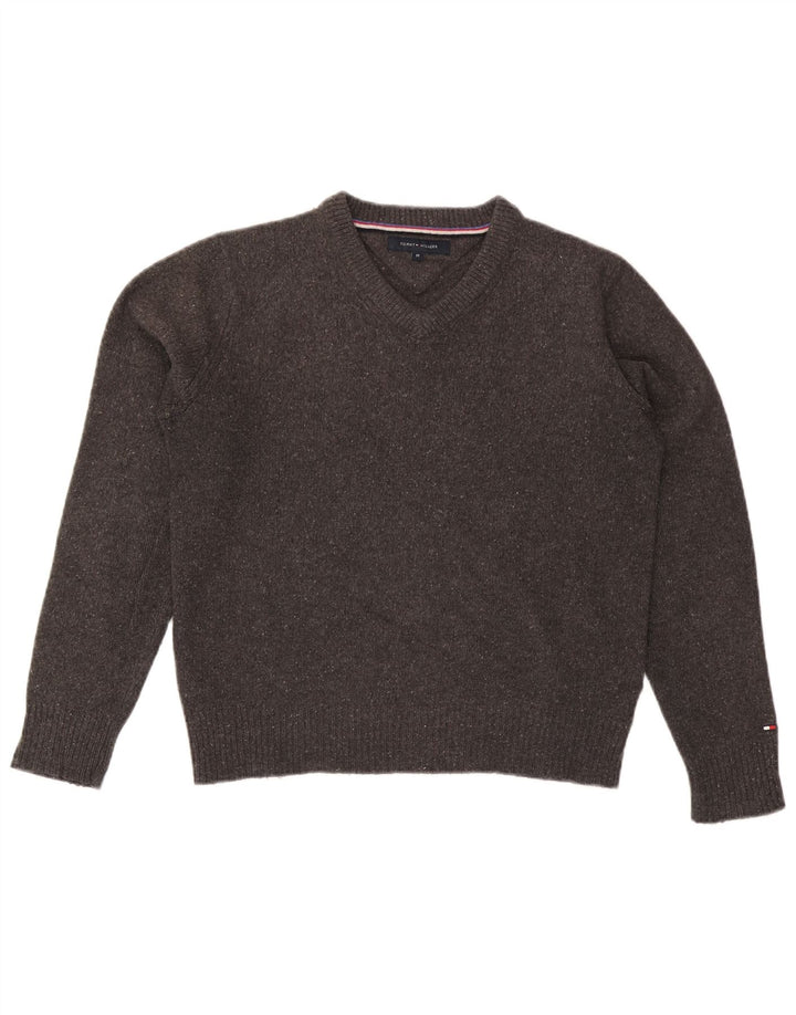 Maglione maglione con scollo a V da uomo Tommy Hilfiger Lana screziata grigio medio