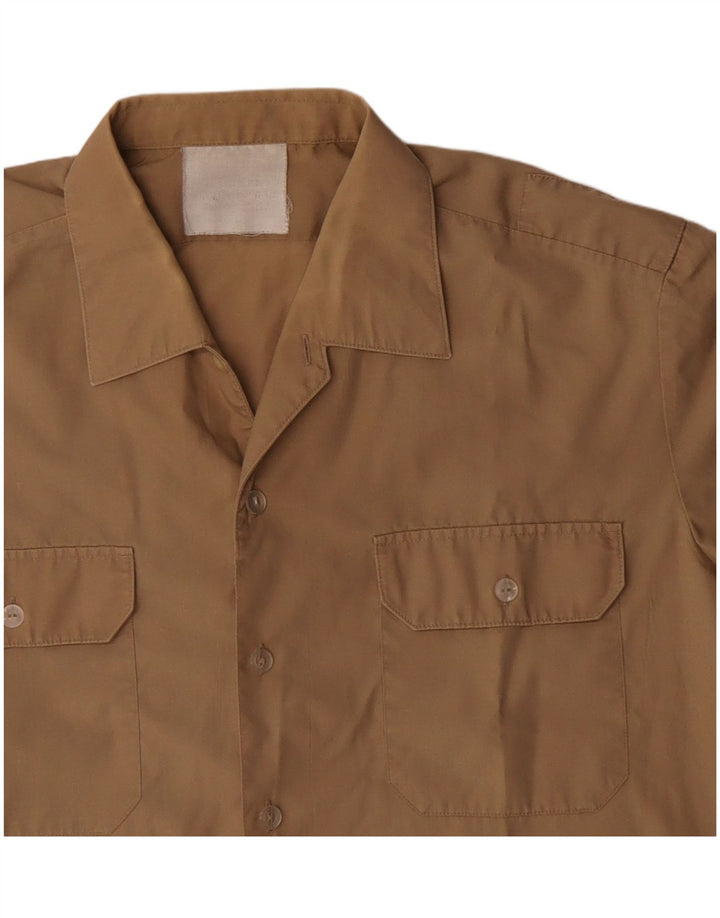 Camicia vintage da uomo a maniche corte grande beige