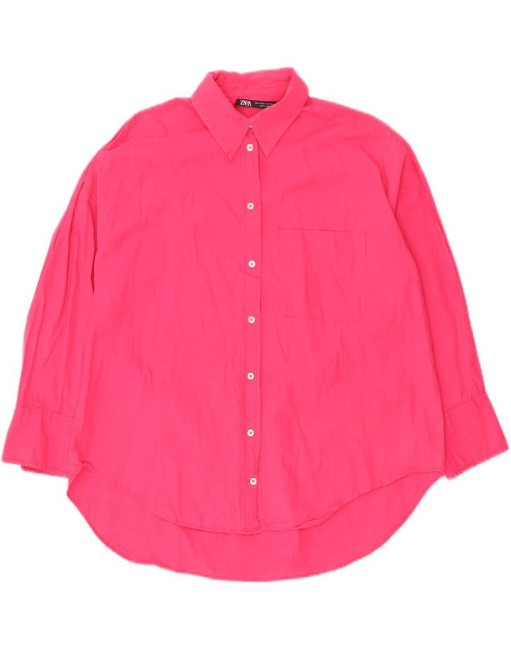 Camicia oversize da donna Zara UK 10 piccola in cotone rosa