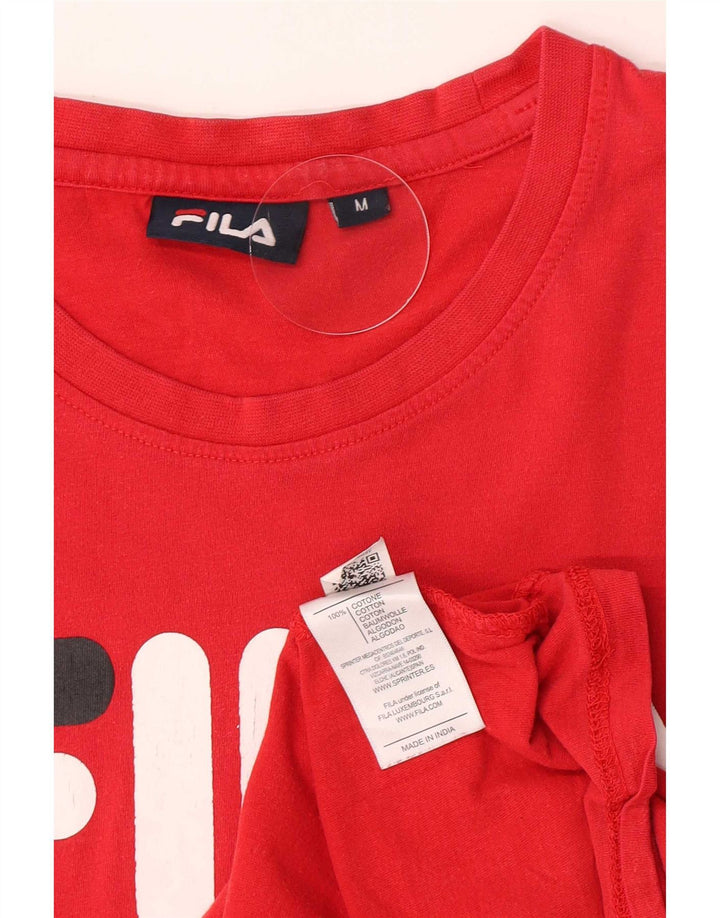 T-shirt grafica da uomo Fila Top in cotone rosso medio