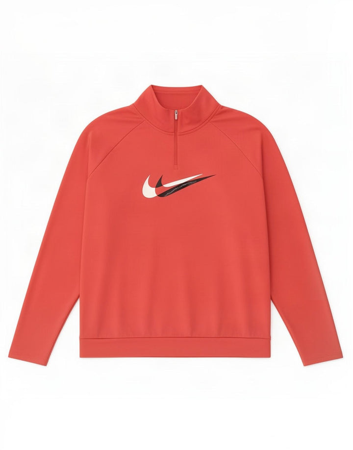 Maglia da tuta pullover con zip e collo Nike Dri Fit da donna UK 18 XL poliestere rosa