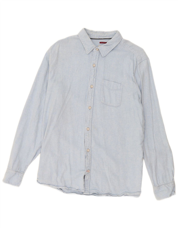 Camicia in flanella da uomo Fat Face, grande lino blu