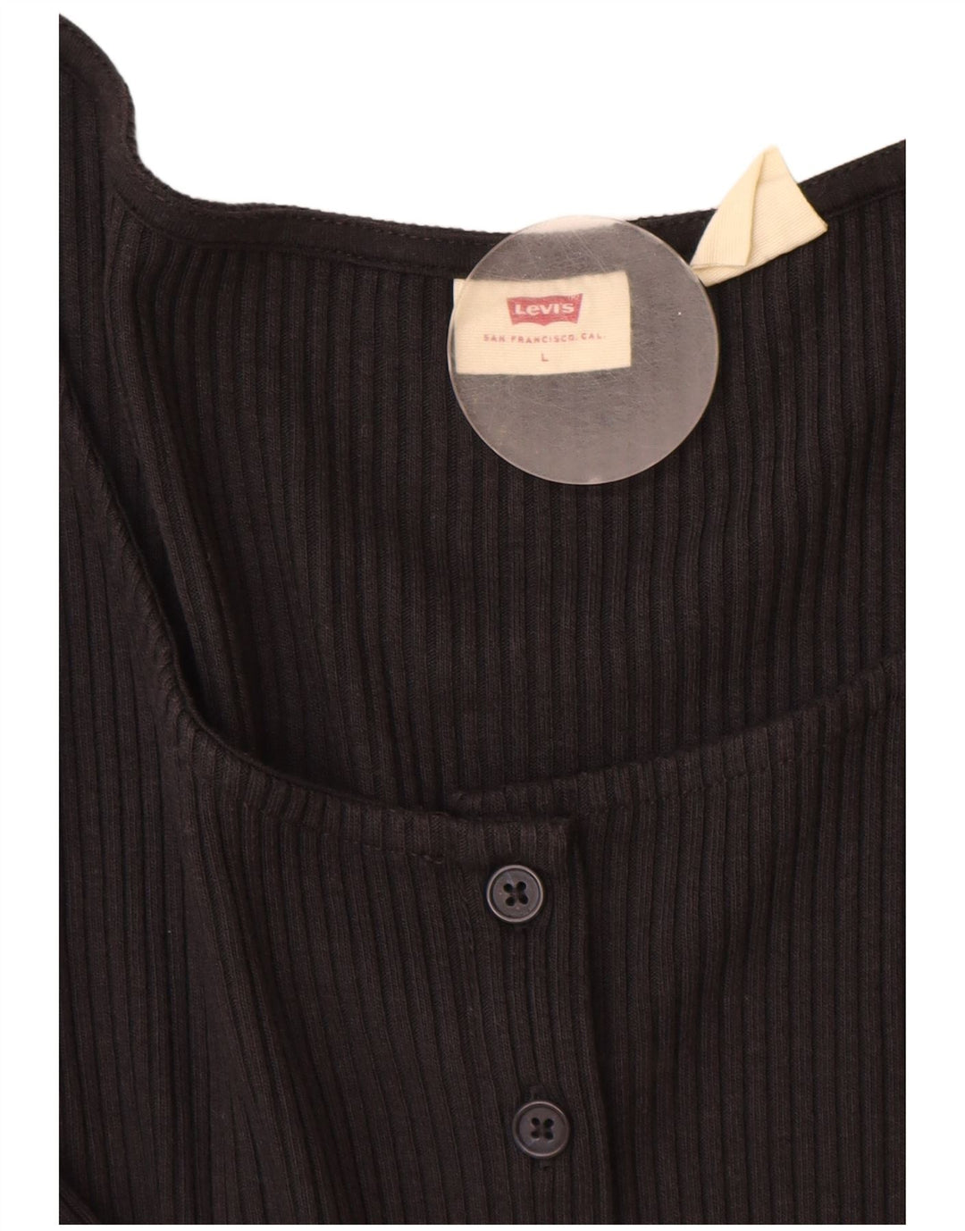 Levi's Donna Crop Manica Corta Camicia Camicetta UK 14 Grande Nero