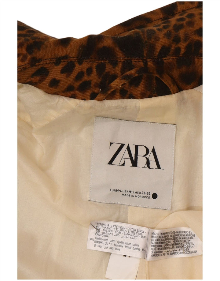 Cappotto oversize da donna Zara UK 14 Cotone con stampa animalier marrone medio