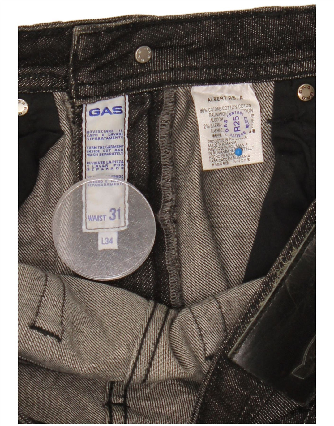 Jeans dritti da donna Gas W31 L26 cotone nero
